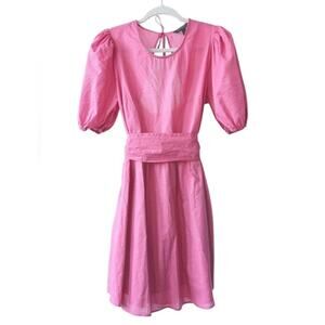 Banana Republic Pink Puff Sleeve Tie Back Mini Dress Size Small